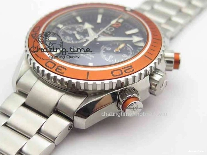 0423 Sophisticated Planet Ocean Master Chronometer Chrono SS OM 1:1 Best Edition Orange On SS Bracelet A 8156